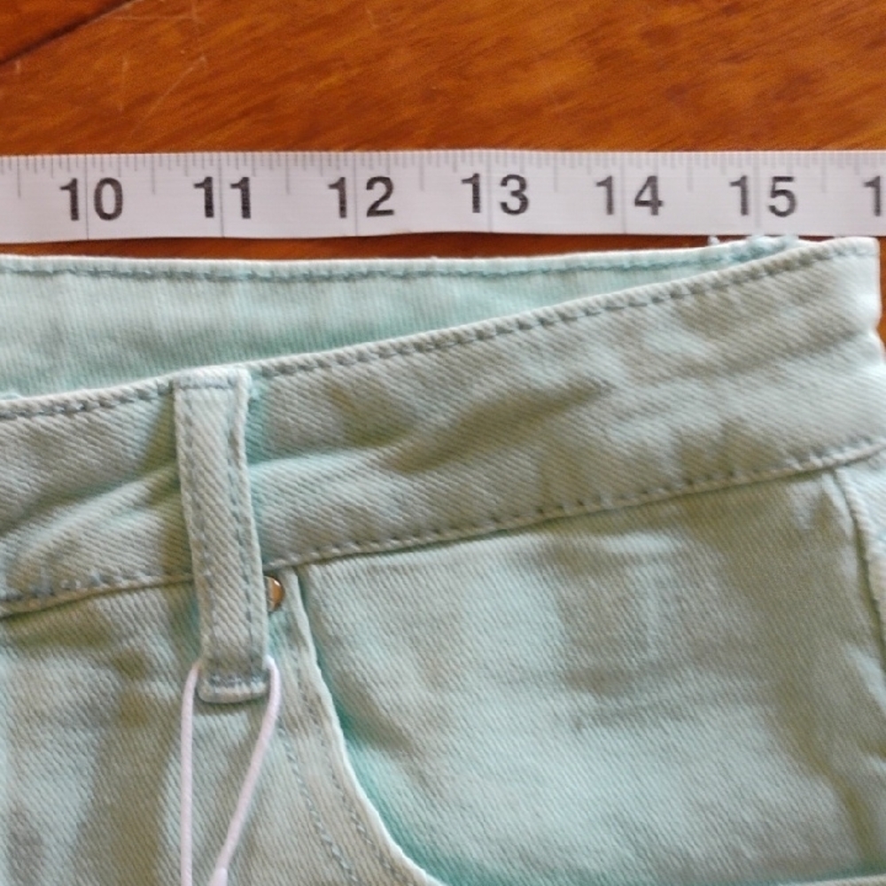 Blue High-Waisted Distressed Jean Shorts - Picture 6 of 9